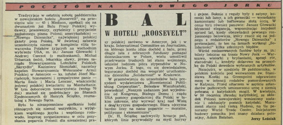 Polityczny savoir vivre: Bal w Hotelu "Roosevelt"