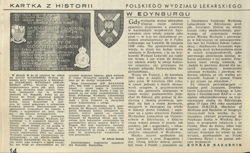 Kartka z historii Polskiego Wydziału Lekarskiego w Edynburgu