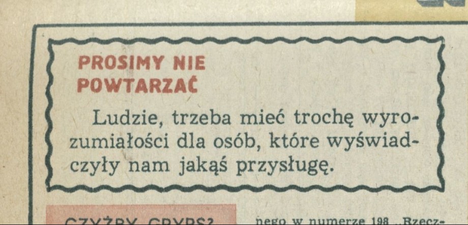 Prosimy nie powtarzać