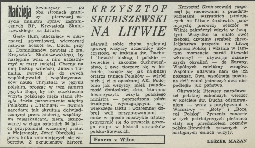 Krzysztof Skubiszewski na Litwie