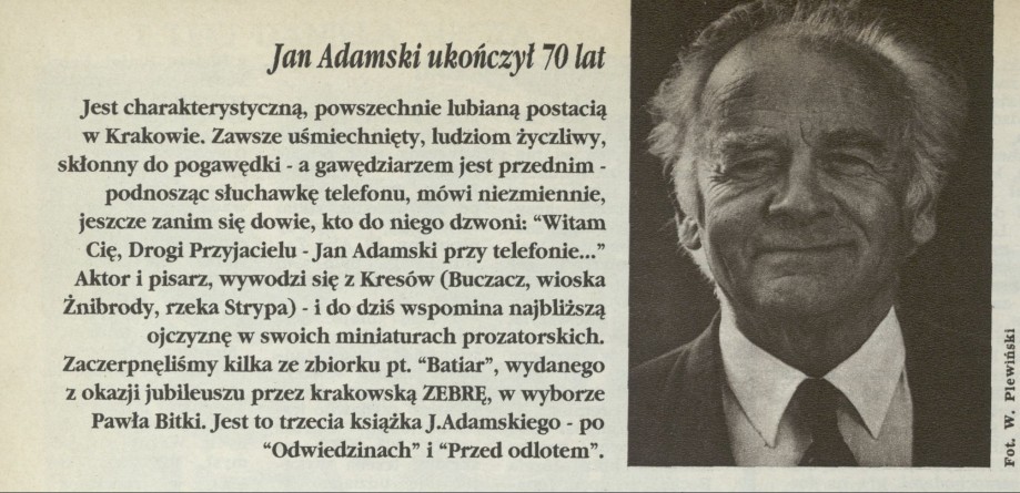 Jan Adamski ukończył 70 lat