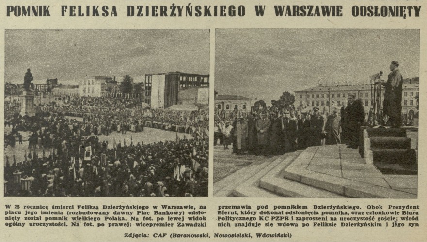 Pomnik Feliksa Dzierżyńskiego w Warszawie odsłonięty