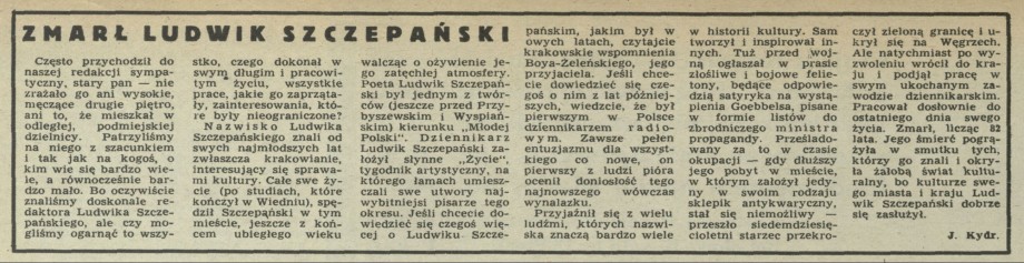 Zmarl Ludwik Szczepański