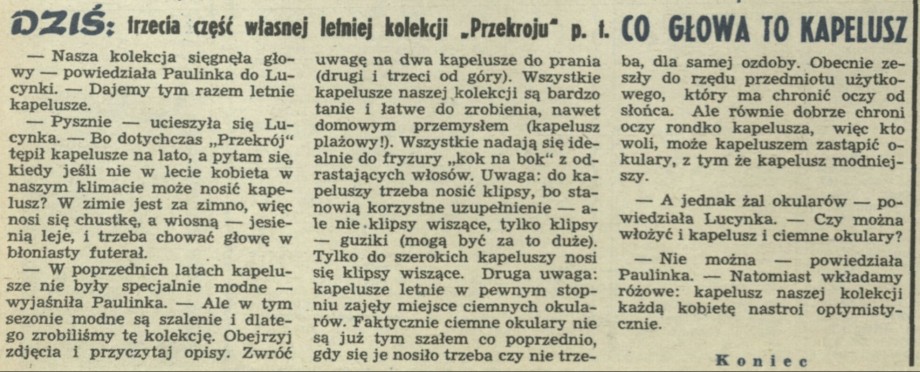 Trzecia część własnej kolekcji "Przekroju" p.t. Co głowa to kapelusz