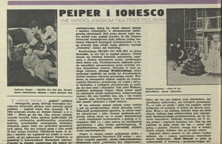 Peiper i Ionesco we wrocławskim Teatrze Polskim 