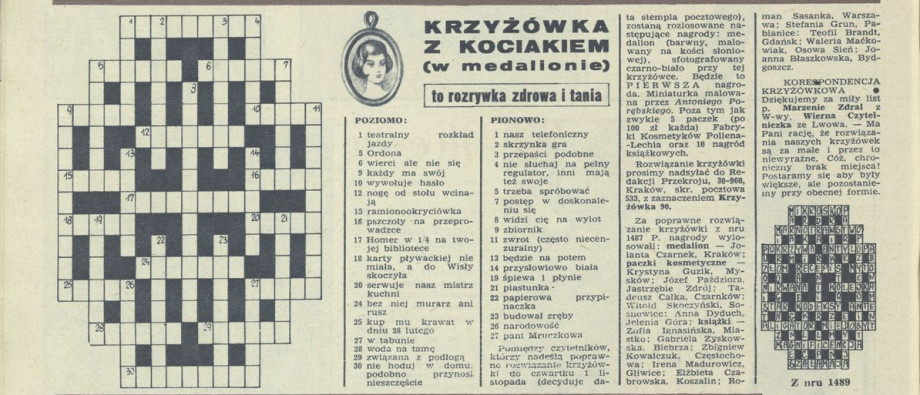 Krzyżówka z kociakiem (w medalionie)