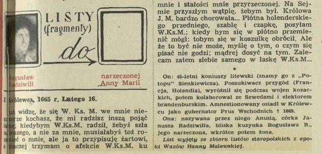 Listy (fragmenty) Bogusław Rawidziłł do narzeczonej Anny Marii