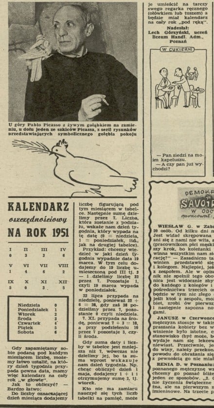Kalendarz oszczędnościowy na rok 1951