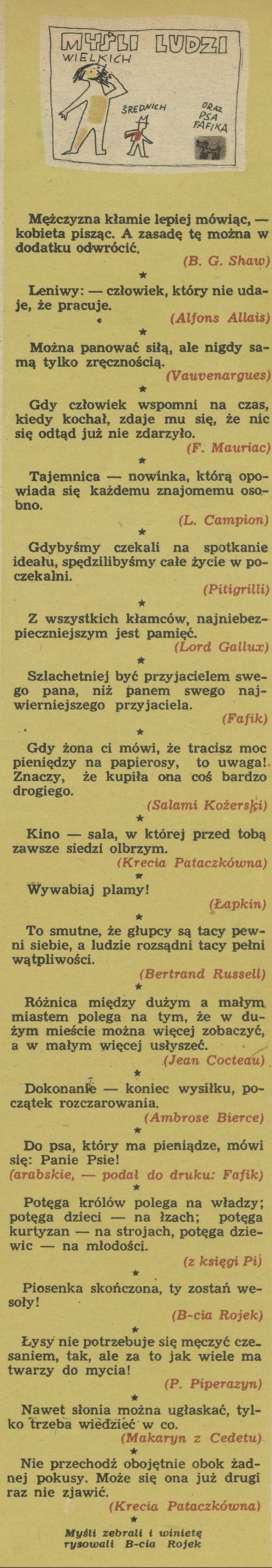 Myśli ludzi wielkich i średnich oraz psa Fafika