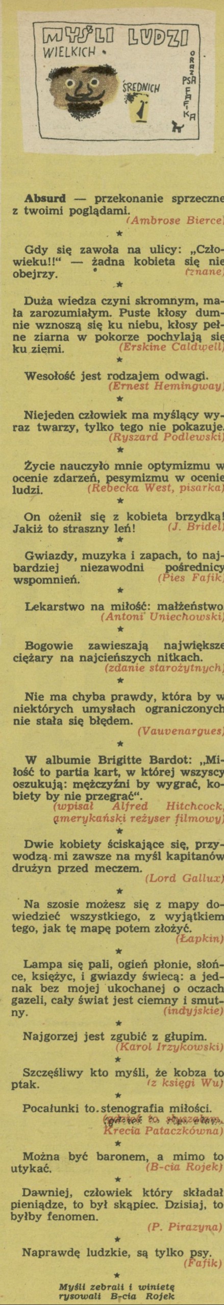 Myśli ludzi wielkich i średnich oraz psa Fafika