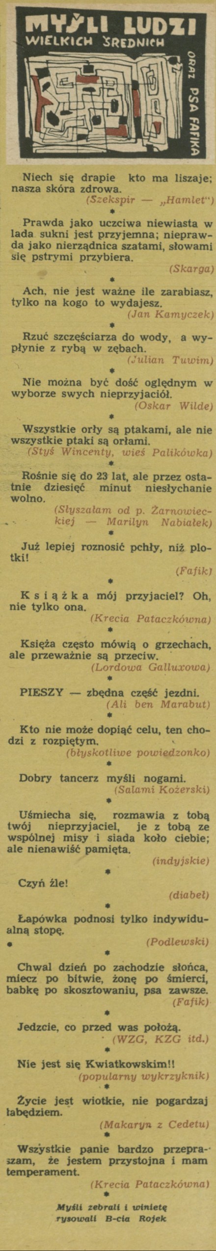 Myśli ludzi wielkich, średnich oraz psa Fafika