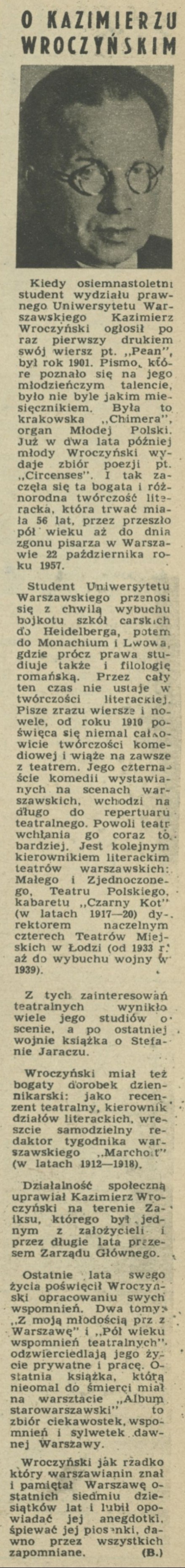 O Kazimierzu Wroczyńskim