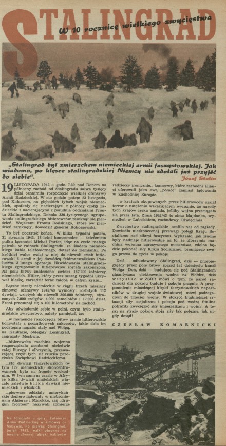 Stalingrad w 10 rocznicę wielkiego zwyciestwa