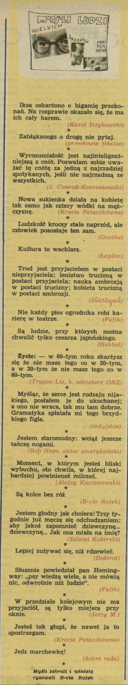 Myśli ludzi wielkich i średnich oraz psa Fafika