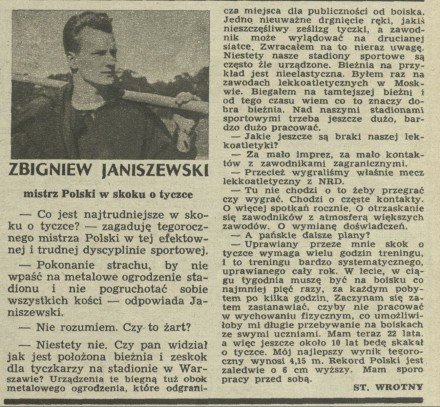 Zbigniew Janiszewski mistrz Polski w skoku o tyczce