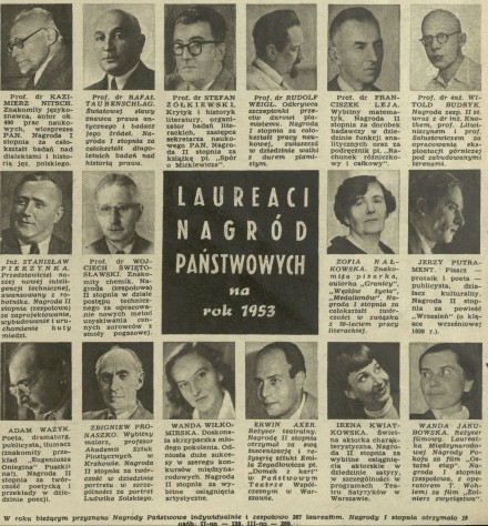 Laureaci nagród państwowych na rok 1953