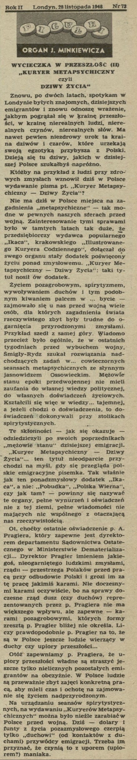 Wycieczka w przeszłość (II) "Kuryer metapsychiczny czyli dziwy życia"