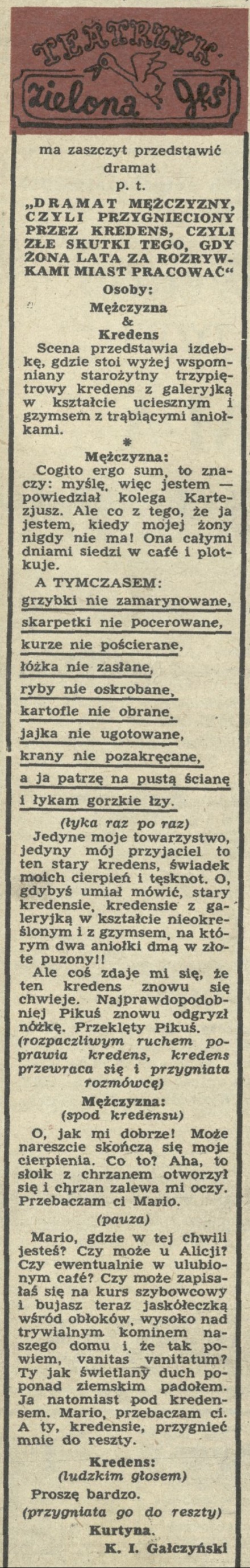 Dramat mężczyzny, czyli przygnieciony przez kredens, czyli złe skutki tego, gdy żona lata za rozrywkami miast pracować