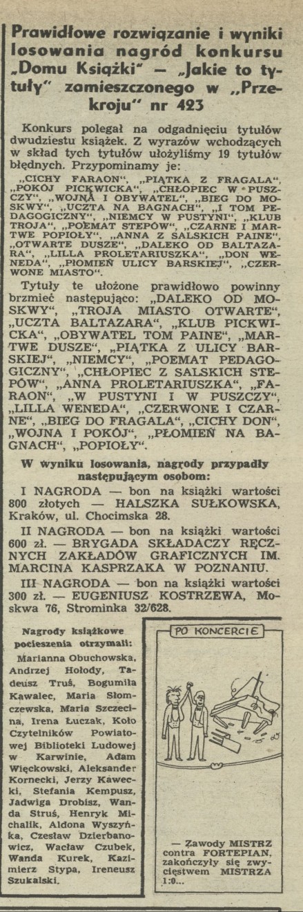 Prawidłowe rozwiązanie i wyniki losowania nagród konkursu "Domu Książki" - "Jakie to tytuły"