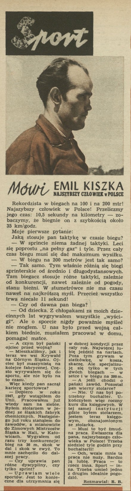 Mówi Emil Kiszka - najszybszy człowiek w Polsce