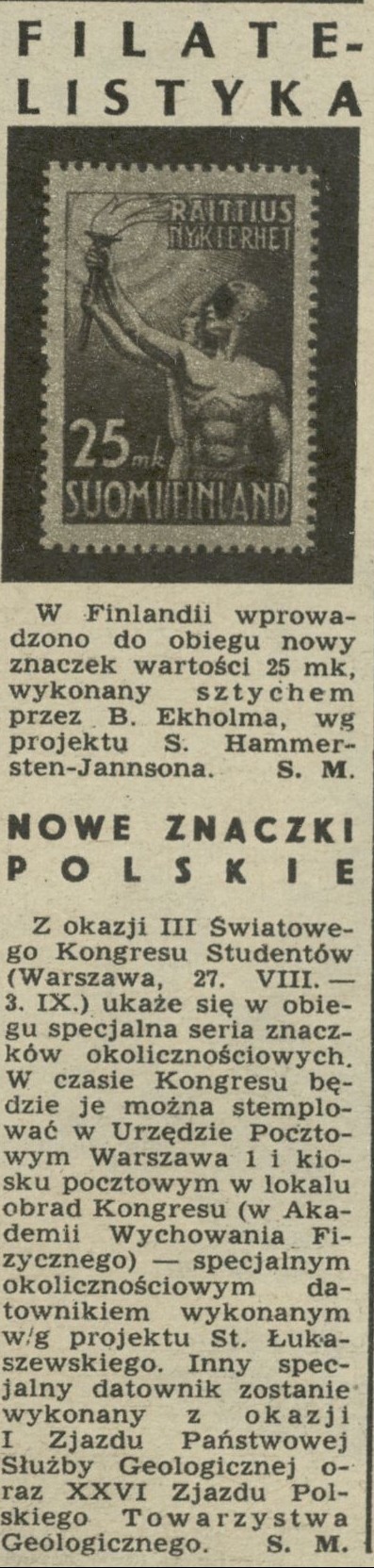 Finladia i nowe znaczki polskie