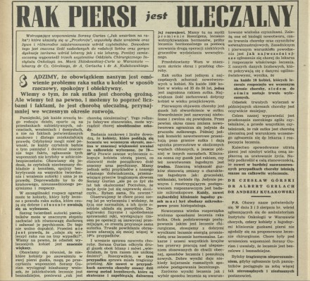 Rak piersi jest uleczalny