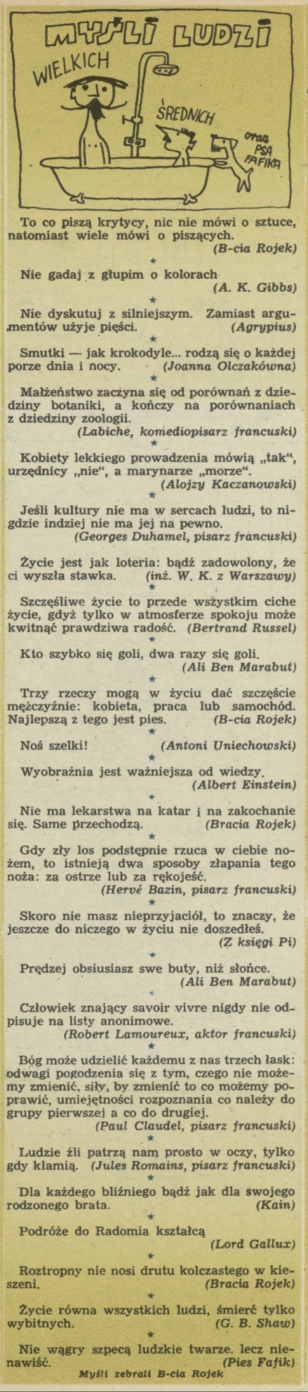 Myśli ludzi wielkich i średnich oraz psa Fafika