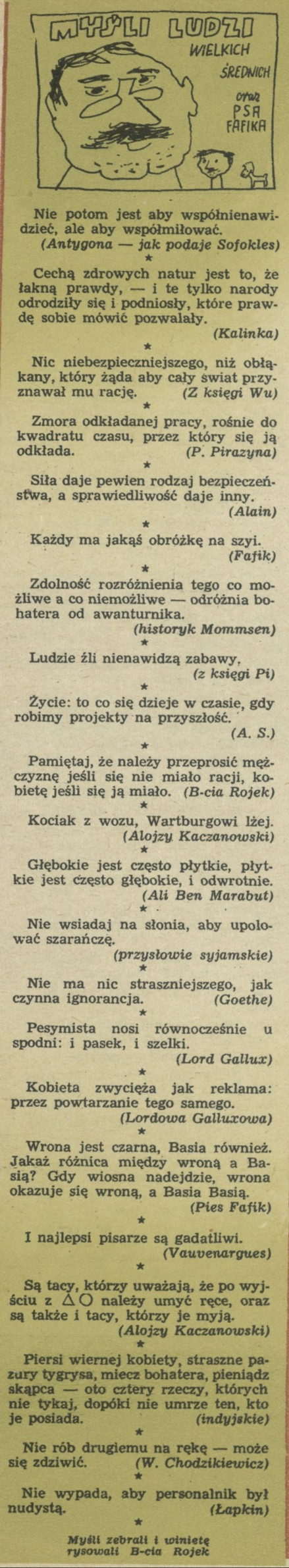 Myśli ludzi wielkich i średnich oraz psa Fafika