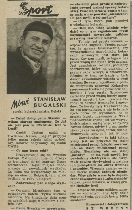 Mówi Stanisław Bugalski - górski kolarski mistrz Polski