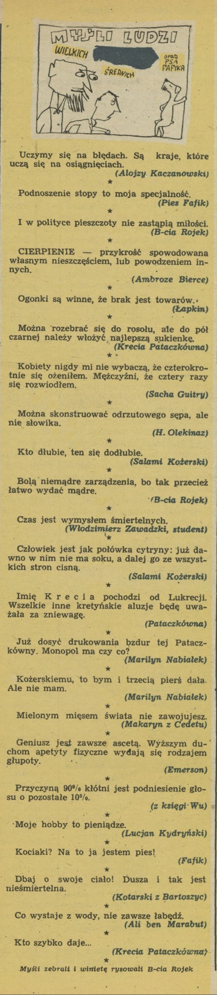 Myśli ludzi wielkich i średnich oraz psa Fafika