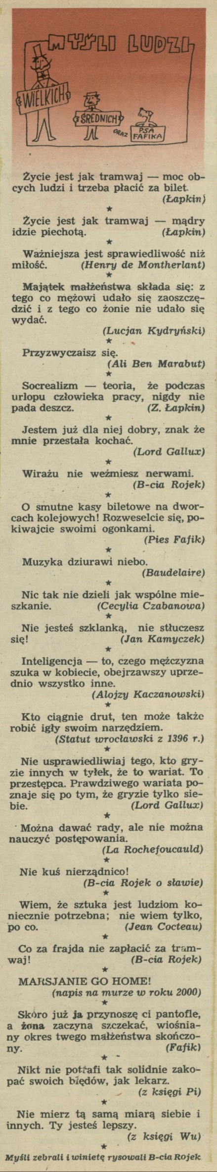 Myśli ludzi wielkich i średnich oraz psa Fafika