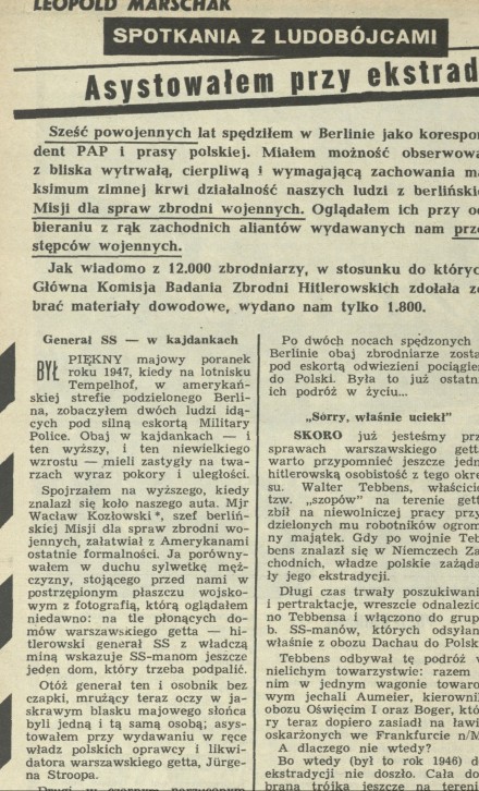 Spotkania z ludobójcami: Asystowałem przy ekstradycji hitlerowskich zbrodniarzy