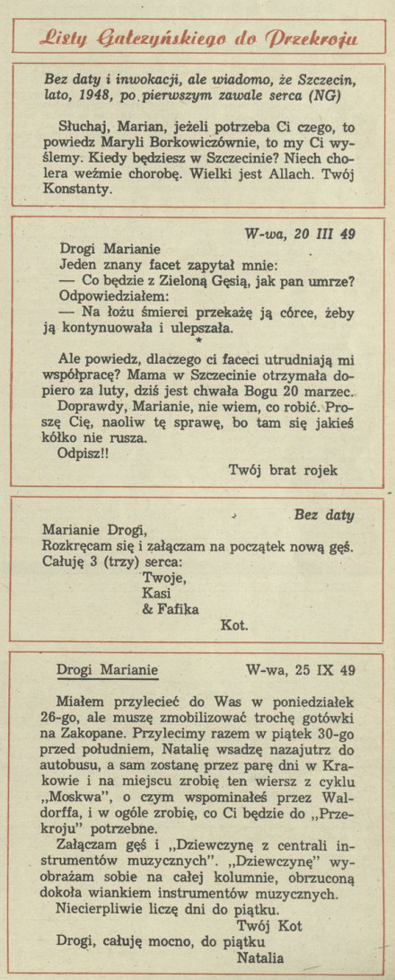 Listy Gałczyńskiego do "Przekroju"