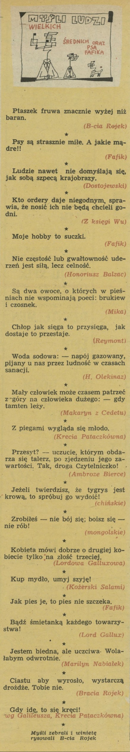 Myśli ludzi wielkich i średnich oraz psa Fafika