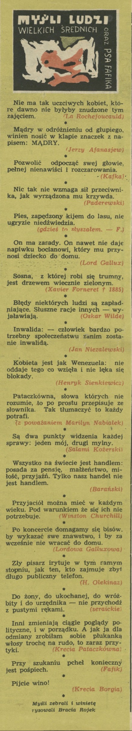 Myśli ludzi wielkich, średnich oraz psa Fafika