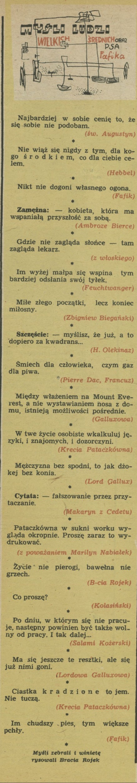 Myśli ludzi wielkich, średnich oraz psa Fafika