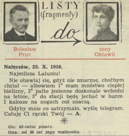 Listy Bolesława Prusa do żony Oktawii (fragmenty)