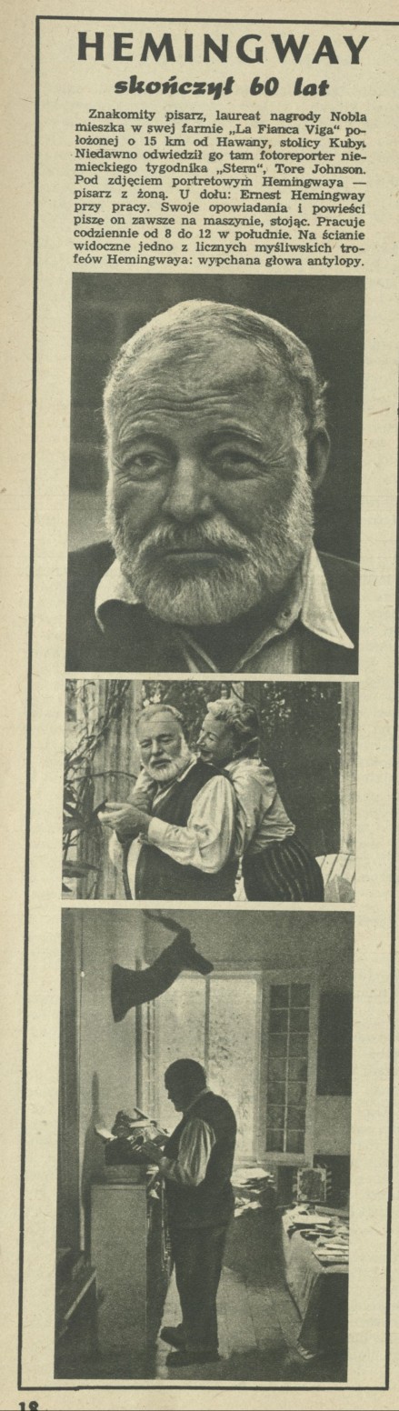 Hemingway skończył 60 lat