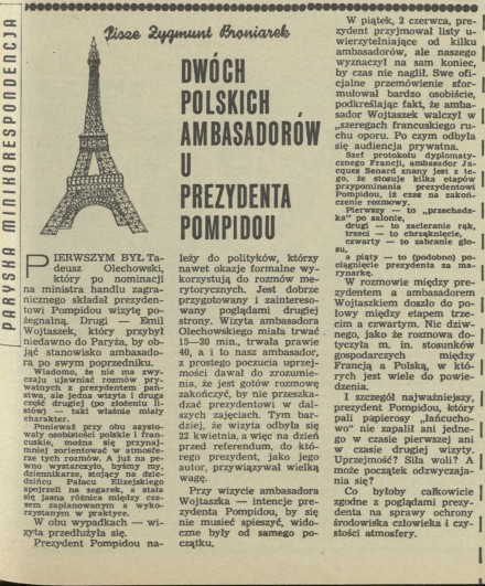 Dwóch polskich ambasadorów u prezydenta Pampidou