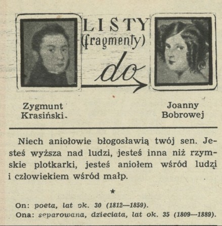 Listy Zygmunta Krasińskiego do Joanny Bobrowej (fragmenty)