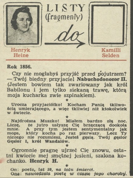 Listy Henryka Heine do Kamilli Seiden