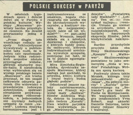 Polskie sukcesy w Paryżu