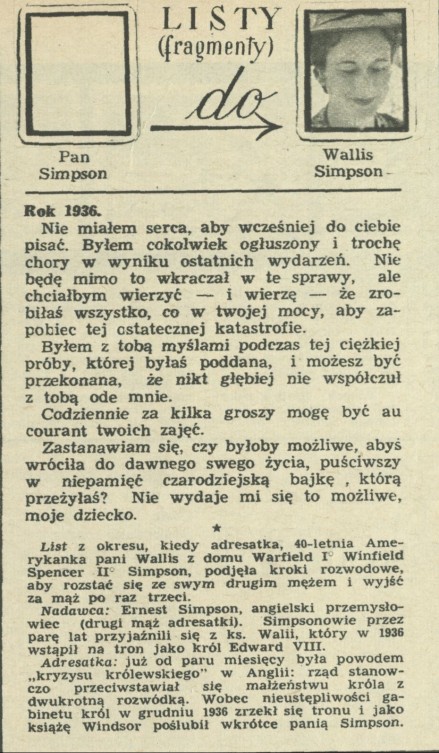 Listy (fragmenty) do Wallis Simpson