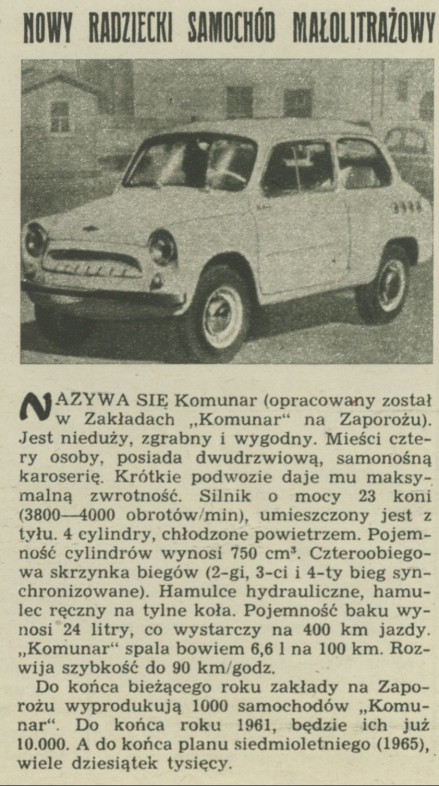 Nowy radziecki samochód małolitrażowy