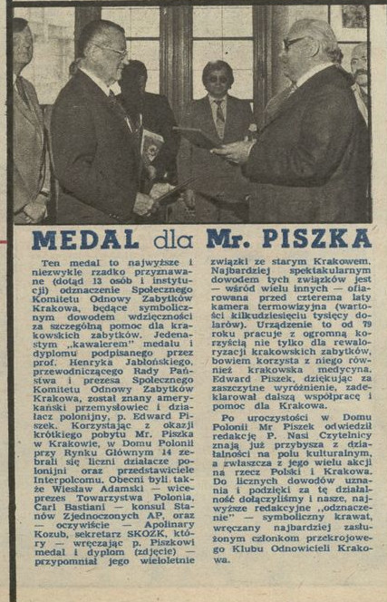 Medal dla Mr. Piszka