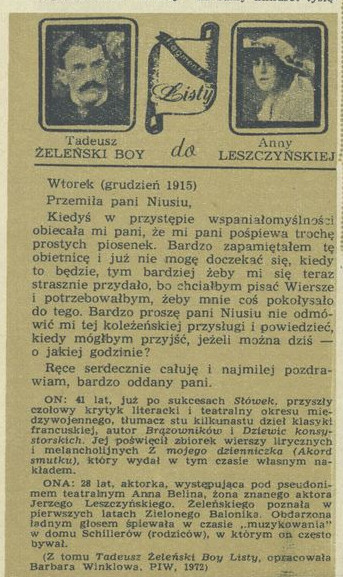 Listy (fragmenty) Boy-Żeleński