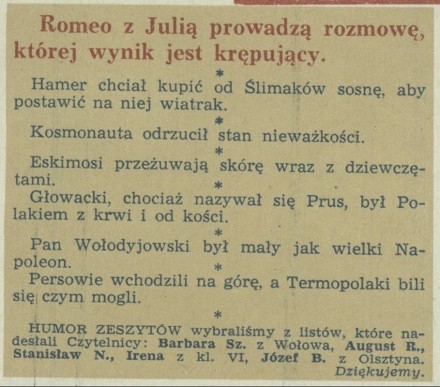 Romeo i Julia prowadzą rozmowę, z której wynik jest następujący