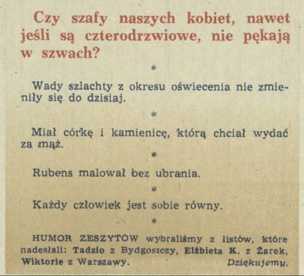 Czy szafy naszych kobiet, nawet jeśli są czterodrzwiowe, nie pękają w szwach? 