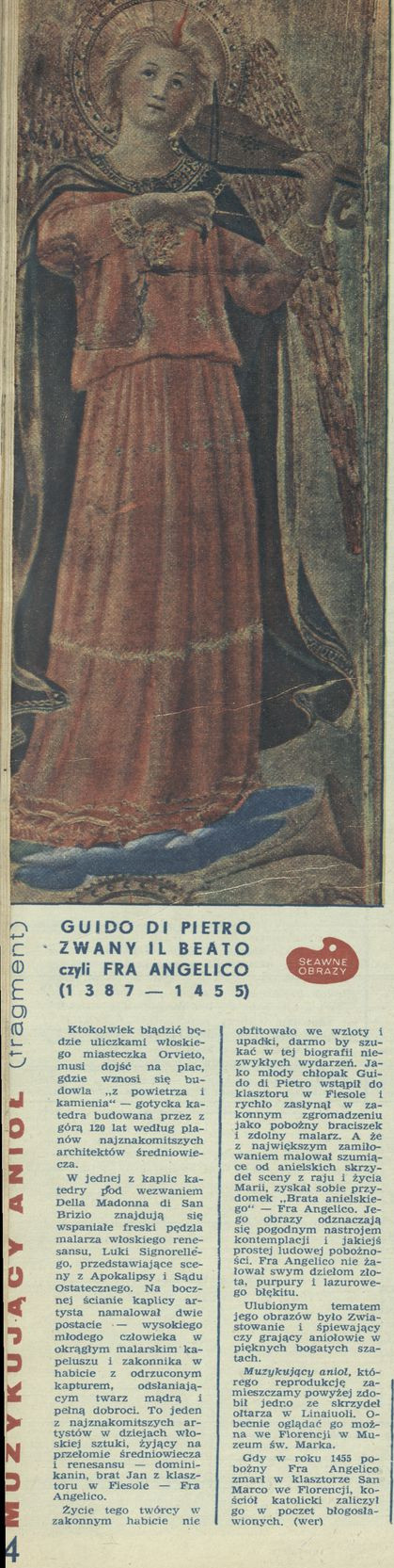 Sławne obrazy – "Muzykujący Anioł" Guido di Pietro zwany Il Beato czyli Fra Angelico