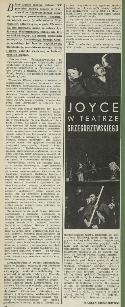 Joyce w teatrze Grzegorzewskiego
